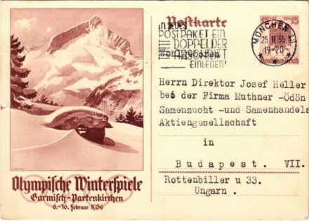 1936 Olympische Winterspiele Garmisch-Partenkirchen / Winter Olympics in Garmisch-Partenkirchen; 15+10 Ga. s: Diebitsch (kis szakadás / small tear)