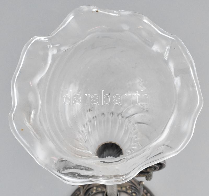 Argentor alpakka váza, kivehető üveg betéttel. Jelzett, hibátlan. m: 33 cm - Image 2