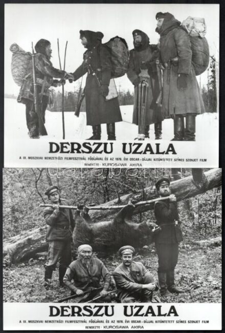 1975 ,,Derszu Uzala' című szovjet film jelenetei és szereplői, 13 db vintage produkciós filmfotó, kisebb hibákkal,18x24 cm