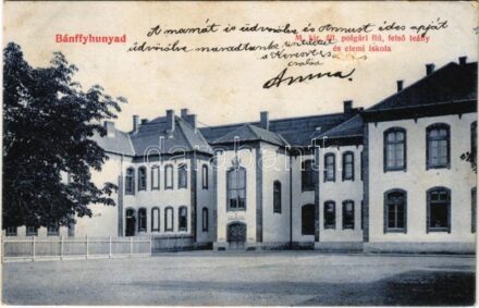 1907 Bánffyhunyad, Huedin; M. kir. állami polgári fiú, felső leány és elemi iskola / school (fl)