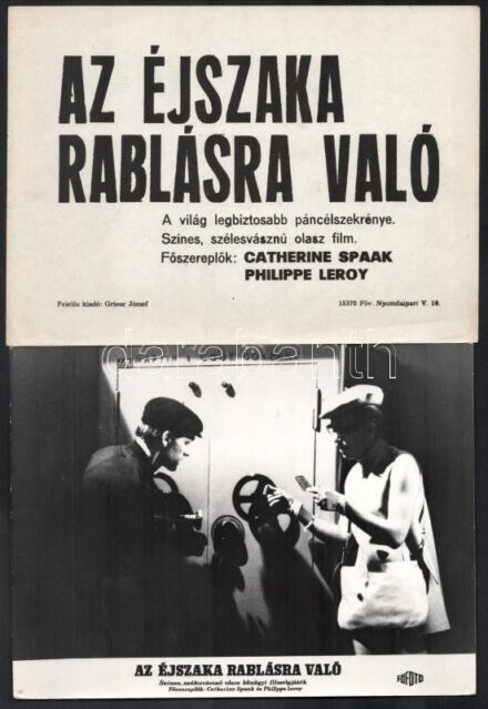 1968 ,,Az éjszaka rablásra való' című olasz film jelenetei és szereplői, 13 db vintage produkciós filmfotó, + hozzáadva egy szöveges kisplakátot, 18x24 cm