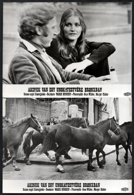 1970 ,,Akinek van egy unokatestvére Bronxban' című angol film jelenetei és szereplői, 13 db vintage produkciós filmfotó, kisebb hibákkal,18x24 cm