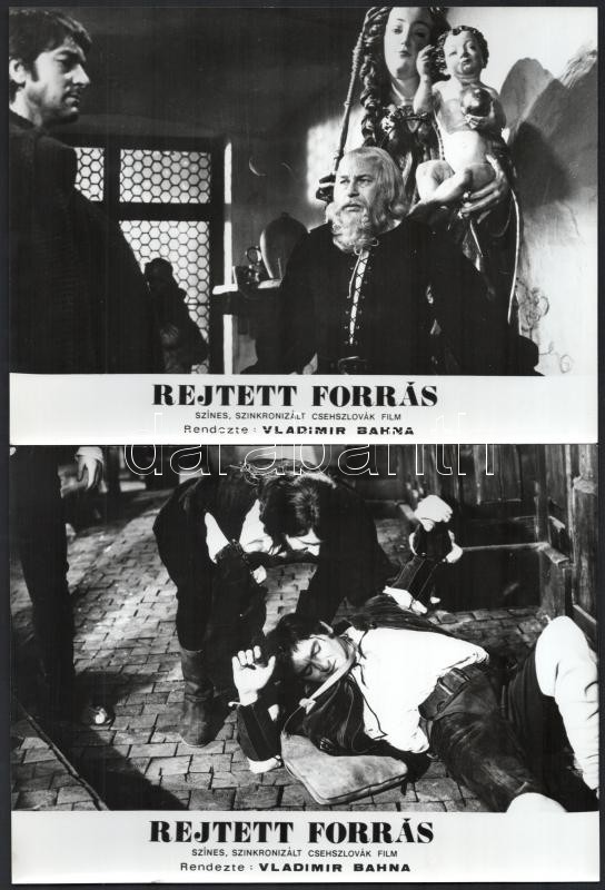 1974 ,,Rejtett forrás' című jugoszláv film jelenetei és szereplői, 8 db vintage produkciós filmfotó, kisebb hibákkal,18x24 cm