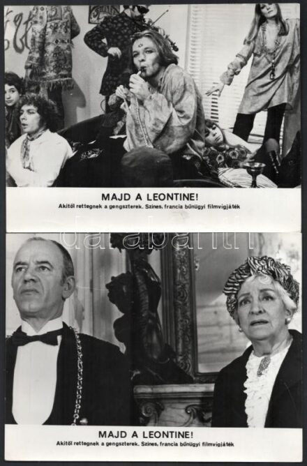 1968 ,,Majd a Leontine' című francia film jelenetei és szereplői, 13 db vintage produkciós filmfotó, kisebb hibákkal, 18x24 cm