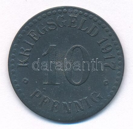 Német Birodalom / Cassel 1917. 10pf 'KRIEGSGELD' Zn szükségpénz T:2 German Empire / Cassel 1917. 10 Pfennig 'KRIEGSGELD' Zn necessity coin C:XF