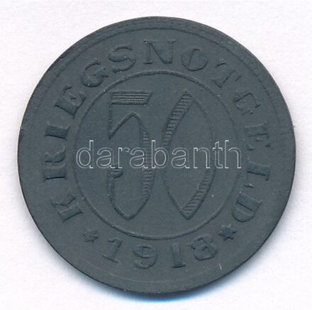 Német Birodalom / Reutlingen 1918. 50pf 'KRIEGSNOTGELD' Zn szükségpénz T:2 German Empire / Reutlingen 1918. 50 Pfennig 'KRIEGSNOTGELD' Zn necessity coin C:XF