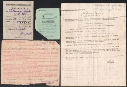 cca 1947-1965 Szarvas, 13 db mezőgazdasági témájú okmány, papírrégiség (cukorjegy, kirendelés, elszámolás, szerződések)