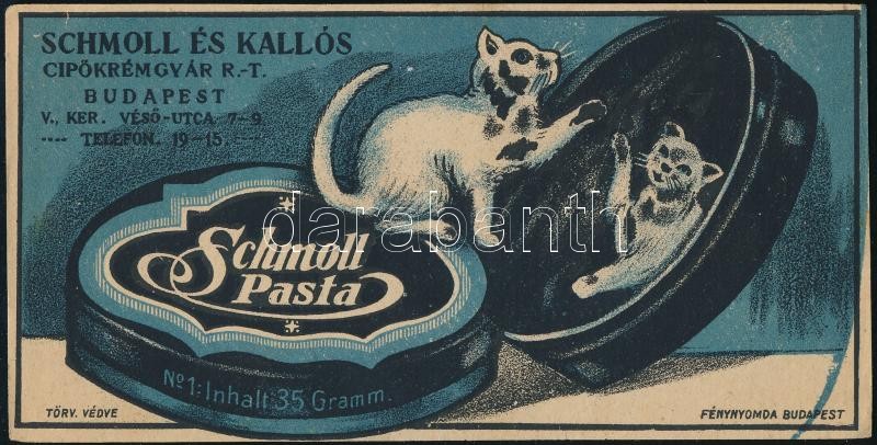 Schmoll és Kallós Schmoll Pasta számolócédula