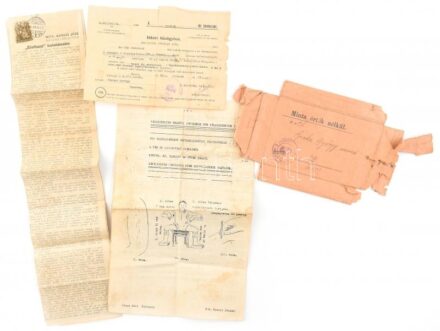 cca 1928-1940 Kunczi József: Élettani kutatásaim, 6 p., Használati utasítás a gyermekhimlő oltás hasonló módjához, 4 p. + a Gyulai Kir. Törvényszék idézése bűnügyben (kuruzslás vétsége) + Szarvasi Kisgazdák és Földmívesek