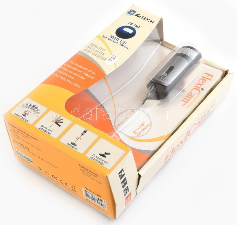 A4Tech FlexiCam webkamera számítógépekhez és laptopokhoz, beépített mikrofonnal és LED lámpával, eredeti dobozában, nem kipróbált