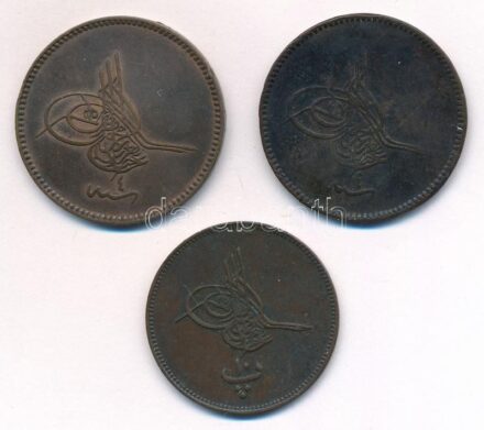 Oszmán Birodalom 1861. (1277/4) 20p Cu (2x) + Egyiptom 1868. (1277/9) 10p Br T:2-,3 Ottoman Empire 1861. (1277/4) 20 Para Cu (2x) + Egypt 1868. (1277/9) 10 Para Br C:VF,F