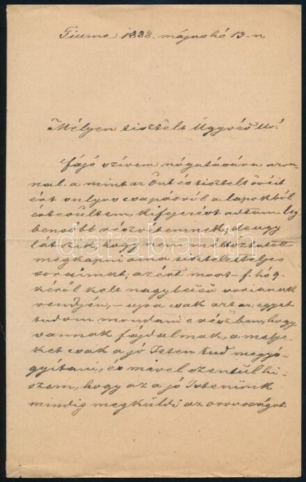 1888 Szegfi Mór Mihály (1825-1896) az 1848-as márciusi ifjak egyike, író, újságíró, zsidó szépíró autográf levele ügyvédjének. Négy beírt oldal