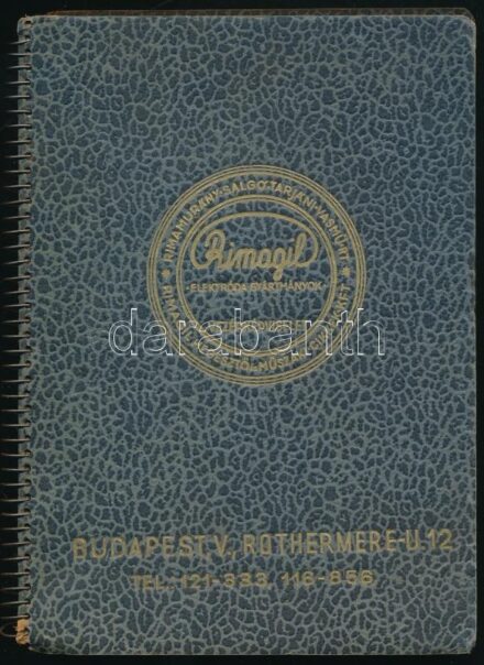 1943 Rimagil elektróda gyártmányok naptár, fekete-fehér képekkel illusztrált, kitöltetlen