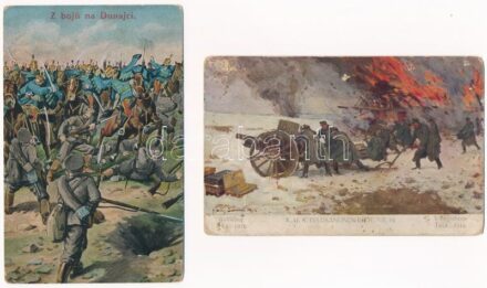 4 db RÉGI osztrák-magyar katonai képeslap vegyes minőségben / 4 pre-1945 K.u.K. military postcards in mixed quality