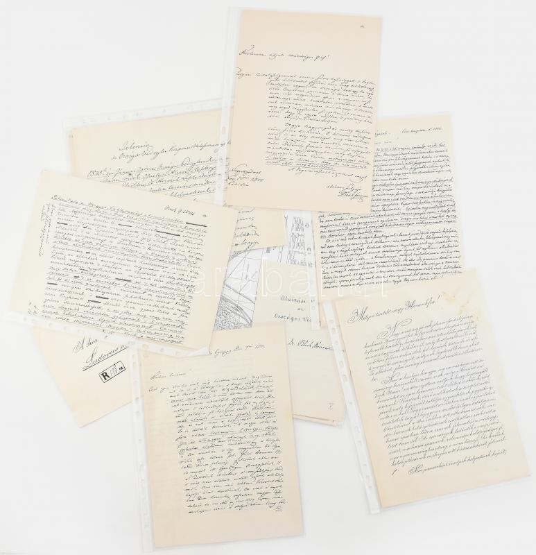 Kossuth Lajos (1802-1894) politikushoz, illetve az Országos Védegylethez kapcsolódó levelek, iratok másolatai (közte Kossuth saját kezű levele, az Országos Védegylet aláírási könyve, Kossuth részére Torinóba címzett boríték,