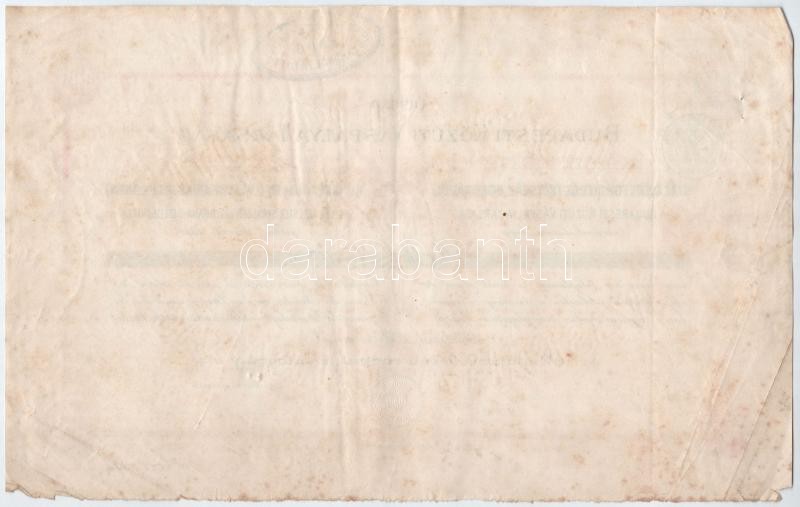 Budapest 1898. 'Budapesti Közúti Vaspálya Társaság' részvénye 200K értékben szárazpecséttel, bélyegzésekkel T:II - Image 2