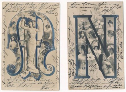 2 db RÉGI szecessziós motívum képeslap hölgyekkel / 2 pre-1906 Art Nouveau motive postcards with ladies