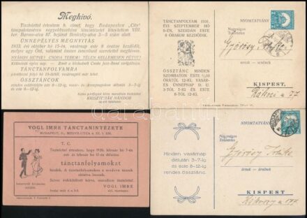 cca 1920-1930 4 db tánciskolai meghívó