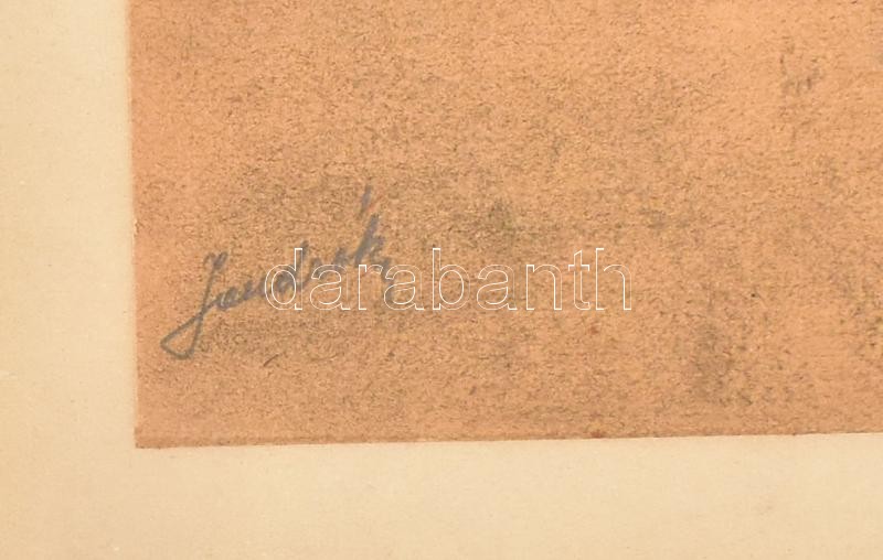 Olvashatatlan jelzéssel: Dombos táj. Szén, papír, kartonra kasírozva. 24,5x34,5 cm - Image 2