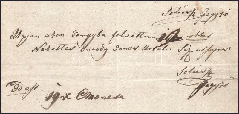 1832 V. Ferdinánd király koronázása alkalmából a nemesek által felajánlott 50 000 aranyforintos hozományból Sigray József (1768-1830) főispánra jutó rész befizetéséről szóló nyugta. Egy beírt oldal. - Image 3