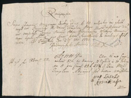 1773 Pincehely, nyugta