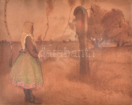Kerekes jelzéssel (Kerekes József?): Lány népviseletben. Pasztell, papír. Kartonra kasírozva. 43x54,5 cm