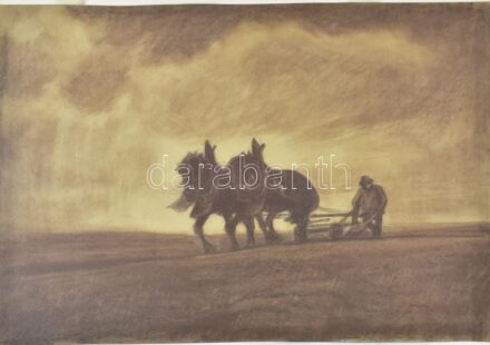 Kerekes jelzéssel jobbra lent (Kerekes József?): Szántás. Pasztell, papír. Kartonra kasírozva. 39,5x57,5 cm