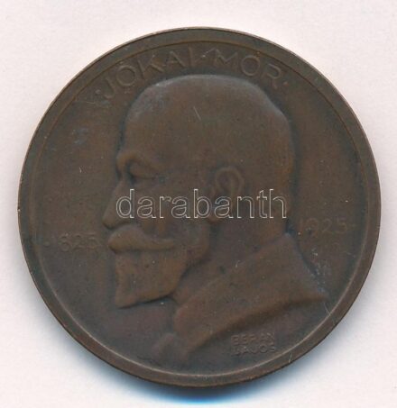 Berán Lajos (1882-1943) 1925. 'Jókai Mór 1825 - 1925 / A nagy mesemondónak hálás nemzete - Magyar Királyi Pénzverő' kétoldalas Br emlékérem (36mm) T:2- patina, kis ph, karc