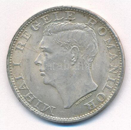 Románia 1944. 500L Ag 'I. Mihály' T:1- karc, patina Romania 1944. 500 Lei Ag 'Mihai I' C:AU scratched, patina Krause KM#65