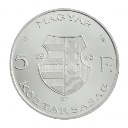 1946. 5Ft Ag 'Kossuth' 'Mesterdarabok ezüstből 1946' utánveret T:1- (PP) Adamo FE6