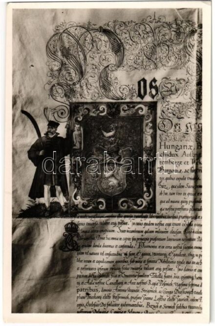 Budapest I. M. kir. Országos Levéltár, részlet a Thököly Sebestyén címereslevélből (1572) (EK)