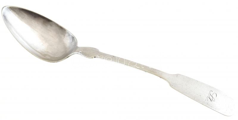 Ezüst (Ag) Teás kanál 6db, monogrammos, horpadásokkal, jelzett, h:18cm, nettó:98g - Image 2