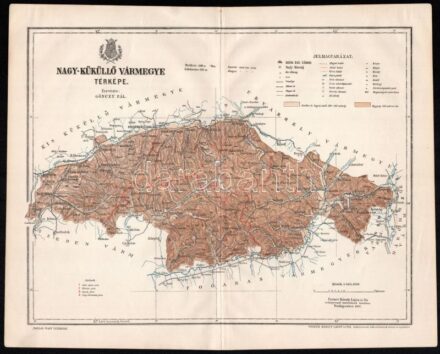 1897 Bp., Nagy-Küküllő vármegye térképe, tervezte: Gönczy Pál, 23,5×29,5 cm