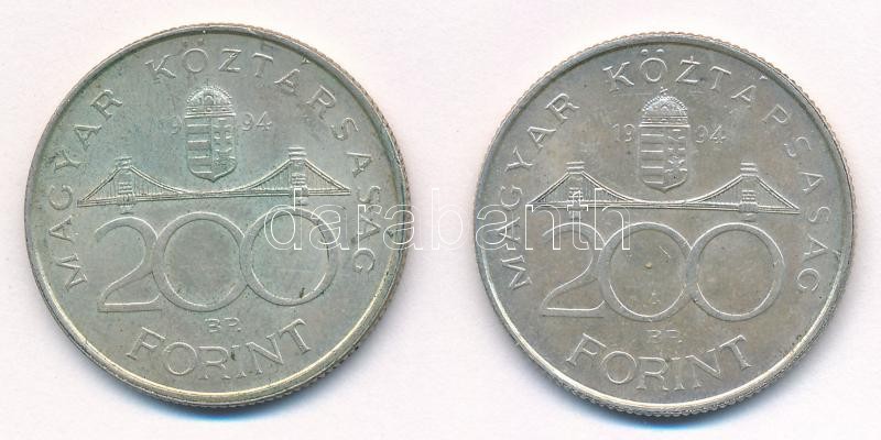 1994. 200Ft Ag 'Deák' (2x) T:1-,2 Adamo F13 - Image 2