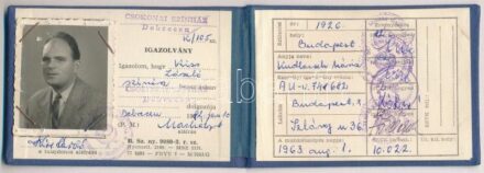 1982 Debreceni Csokonai Színház arcképes színész igazolványa