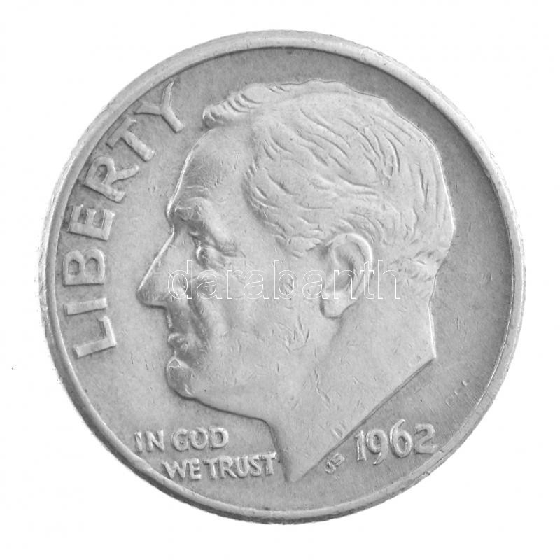 Amerikai Egyesült Államok 1962D 1d Ag 'Roosevelt' T:1-,2 USA 1962D Dime Ag 'Roosevelt' C:AU,XF Krause KM#195