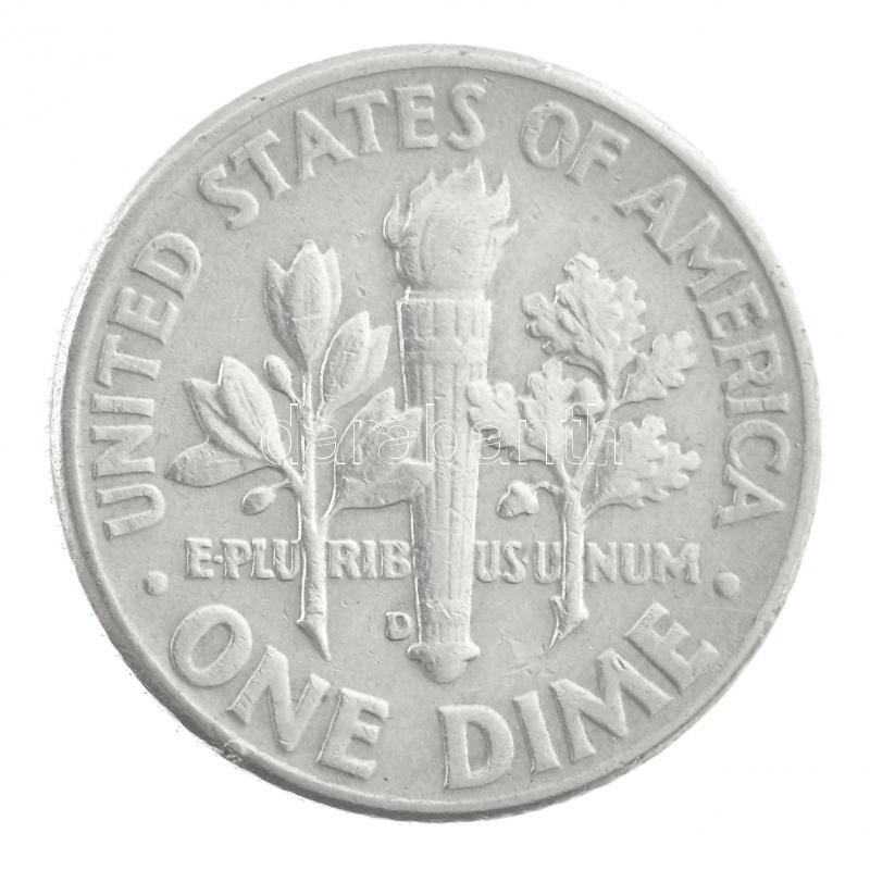 Amerikai Egyesült Államok 1962D 1d Ag 'Roosevelt' T:1-,2 USA 1962D Dime Ag 'Roosevelt' C:AU,XF Krause KM#195 - Image 2