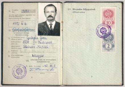 1972 Arcképes repülésirányító igazolvány