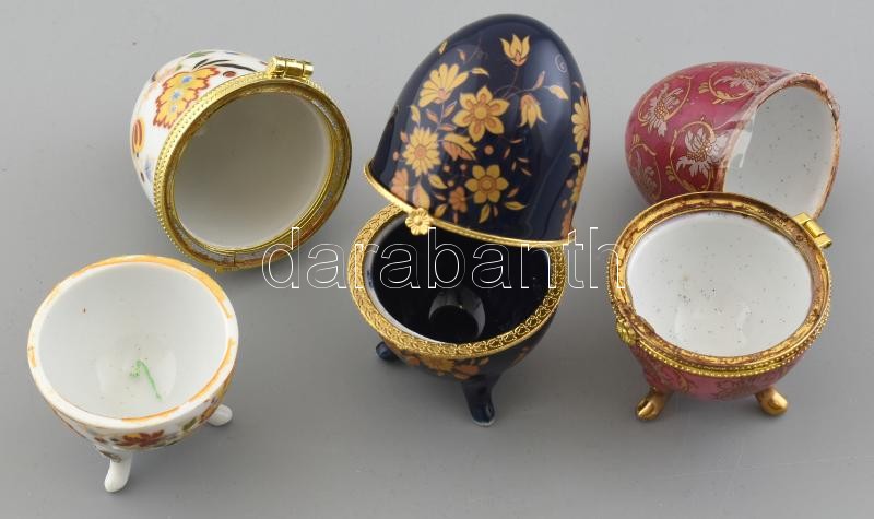 3db matricás porcelán tojás, jelzés nélkül, kopott, m:10cm - Image 2