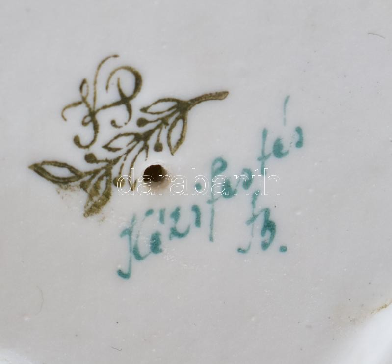 Kőbányai porcelán babázó kislány. Kézzel festett, jelzett, hibátlan m: 9 cm - Image 2