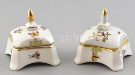2 db Herendi Viktória bonbonniere. Kézzel festett, jelzett, hibátlan 7x7x8 cm