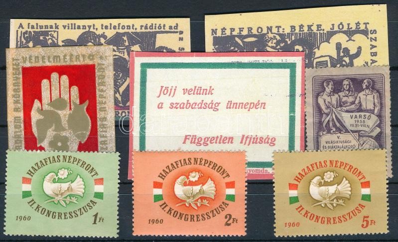 1951-1960. Hazafias Népfront, VIT Varsó 1955 8 db KLF vágott és fogazott levélzáró bélyeg