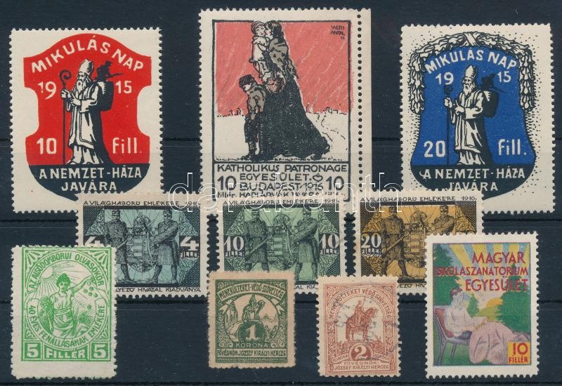 1914-1916. 10 db KLF I. világháborús segélybélyeg