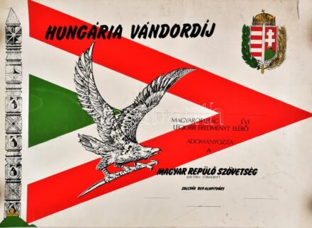 cca 2000 Magyar Repülő Szövetség-Zolcsák Repülő Alapítvány 'Hungária' vándordíj, kitöltetlen oklevél, feltekerve, szakadással, 64x46,5 cm
