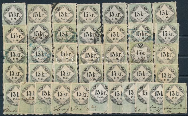 1854. 39 db 15kr C.M. illetékbélyeg