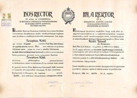 1962 Doktori oklevél (ELTE) két nyelven, Székely György és Tálasi István aláírásával