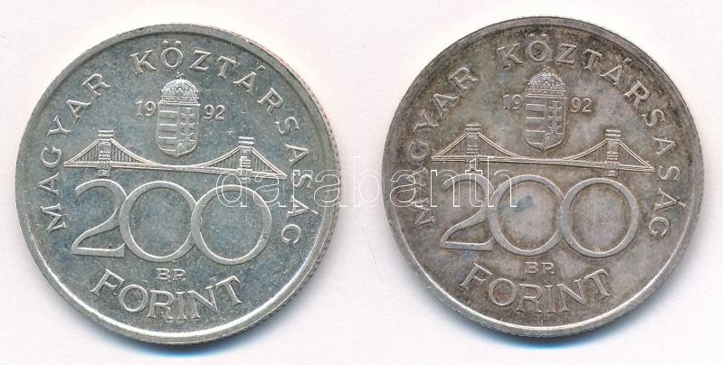 1992. 200Ft Ag 'MNB' (2x) T:2 patina Adamo F13 - Image 2
