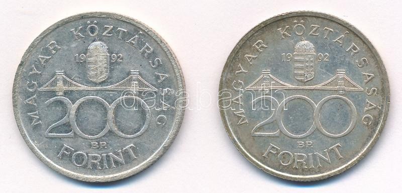 1992. 200Ft Ag 'MNB' (2x) T:1-,2 patina Adamo F13 - Image 2
