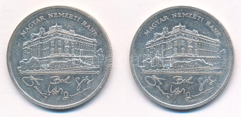 1992. 200Ft Ag 'MNB' (2x) T:1-,2 patina Adamo F13