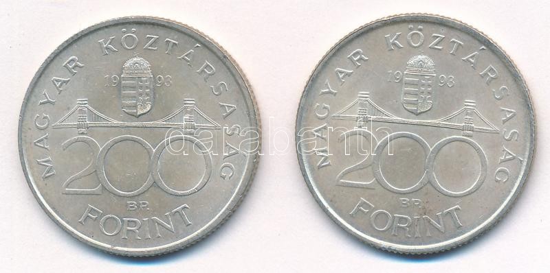 1993. 200Ft Ag 'MNB' (2x) T:1- Adamo F13 - Image 2